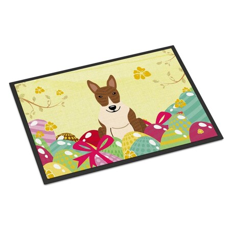 Carolines Treasures 18 x 27 in. Easter Eggs Bull Terrier Brindle Indoor or Outdoor Mat BB6137MAT